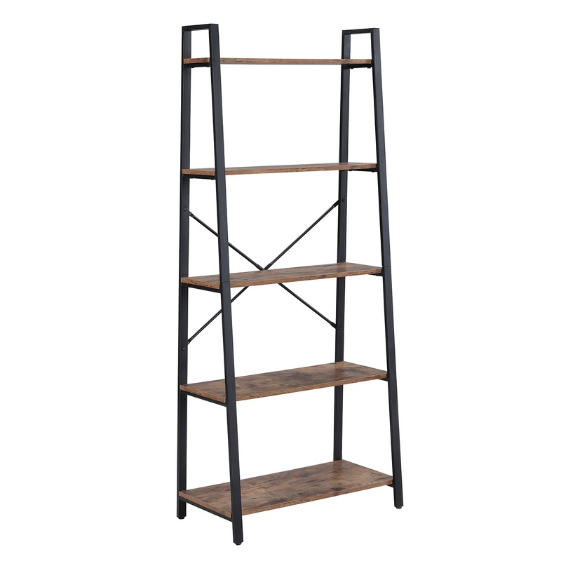 Buy HOMFURN Open Ladder Bookshelf, 5 Tier Industrial Ladder Bookcases, Free standing Display
