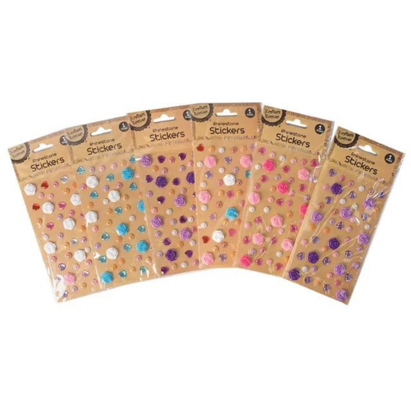 Buy 12 x 3D RHINESTONE FLOWERS STICKER SHEETS 6 Assorted Colours ...