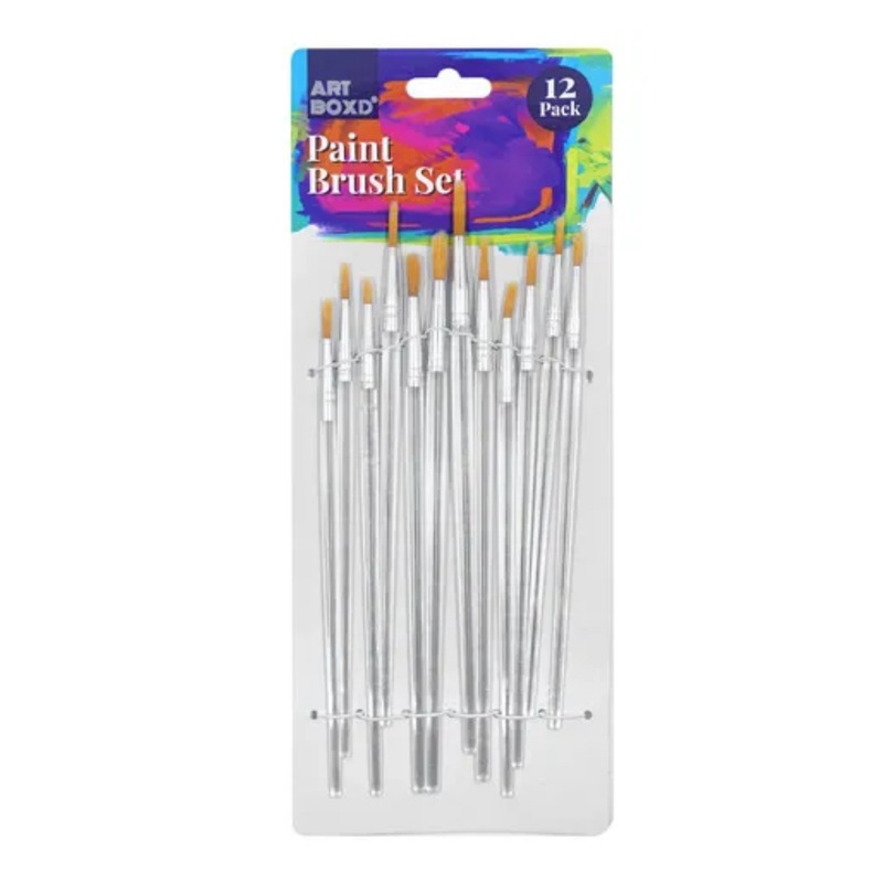 Buy 12 x ARTIST PAINT BRUSH SET 12pc Round Tip Clear Paintbrushes