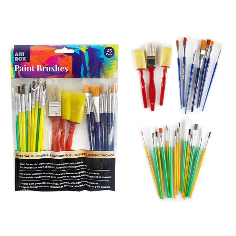 Buy 12 x ARTIST PAINT BRUSH SET 25pc Round Pointed Tip Paintbrushes