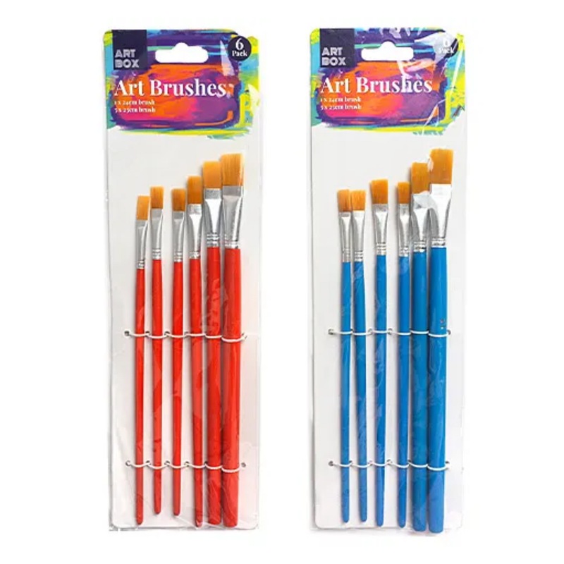 Buy 12 x ARTIST PAINT BRUSH SET 6pc Flat Tip Paintbrushes Acrylic Oil