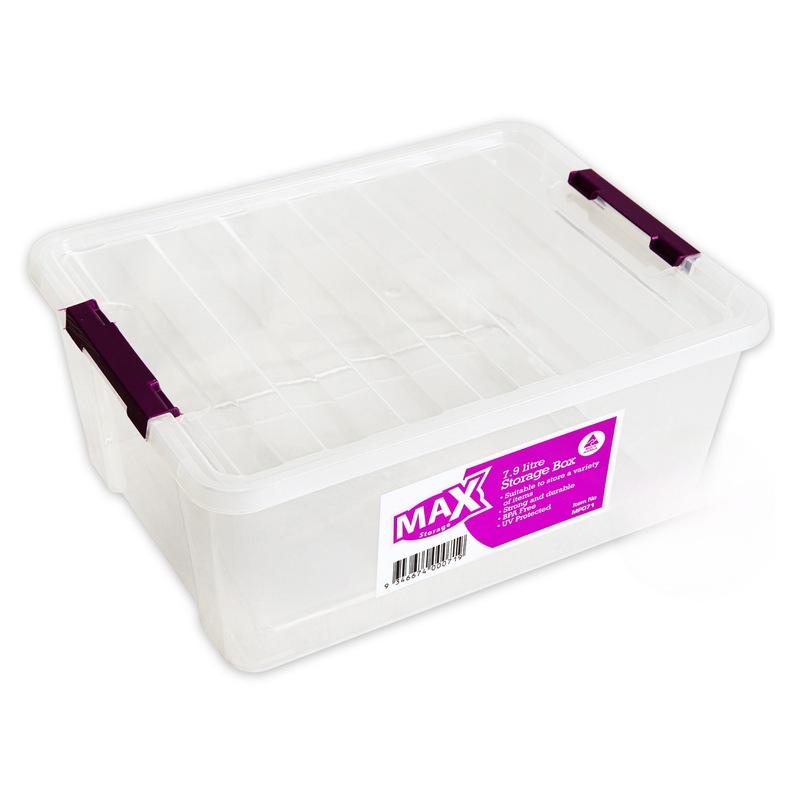 Buy 12 x CLIP LOCK PLASTIC STORAGE BOX CARRY HANDLE LID 7.9L