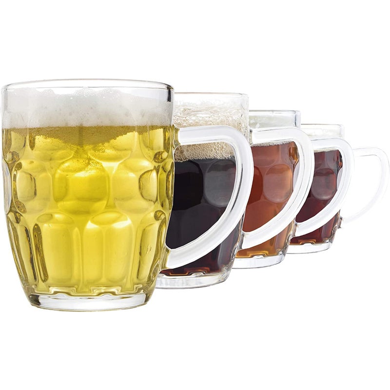 Buy 12 X Glass Dimple Beer Mug With Handle 560ml Clear Dimple Stein Beer Mugs Cups Dimpled