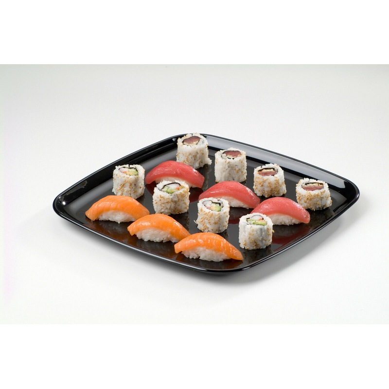 Buy 12 x LARGE HEAVY DUTY BLACK SQUARE SERVING PLATTER 35CM Party