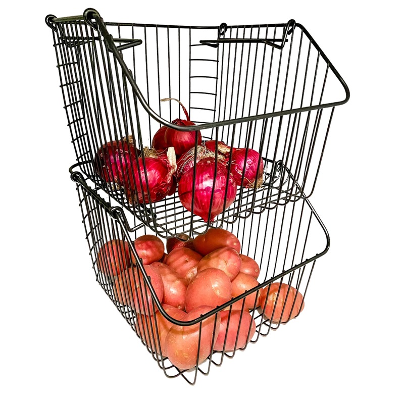 Buy 12 x TALL WIRE STACKING STORAGE BASKETS w/ HANDLE Home Pantry