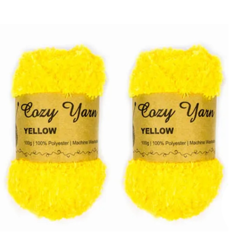Buy 12 x YELLOW FLUFFY KNITTING YARN 100g Polyester Soft Fur Yarns