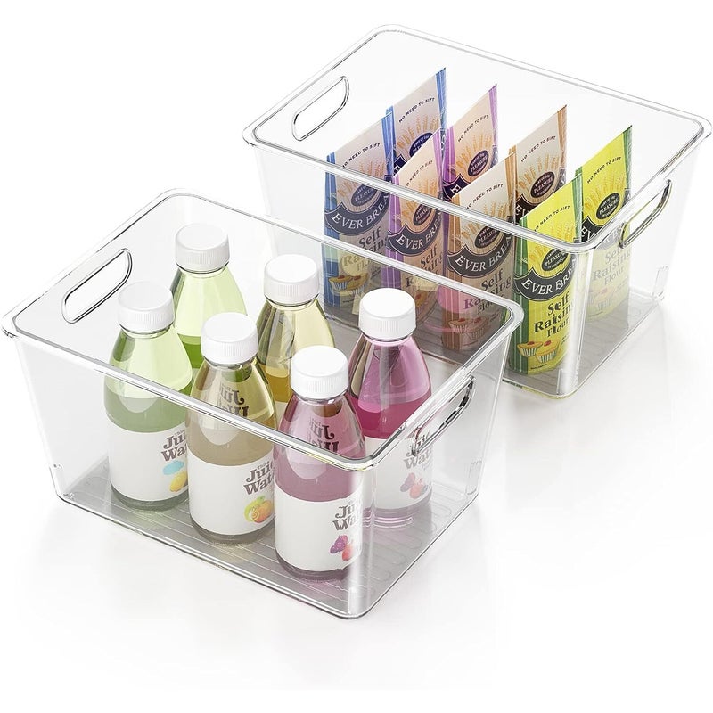 Buy 14 x CLEAR STORAGE CONTAINERS 15L Home Craft Kitchen Pantry Cupboard  Fridge Bins Tray Bathroom Cabinet Organiser Multi-Purpose Crystal Clear  Tray - MyDeal