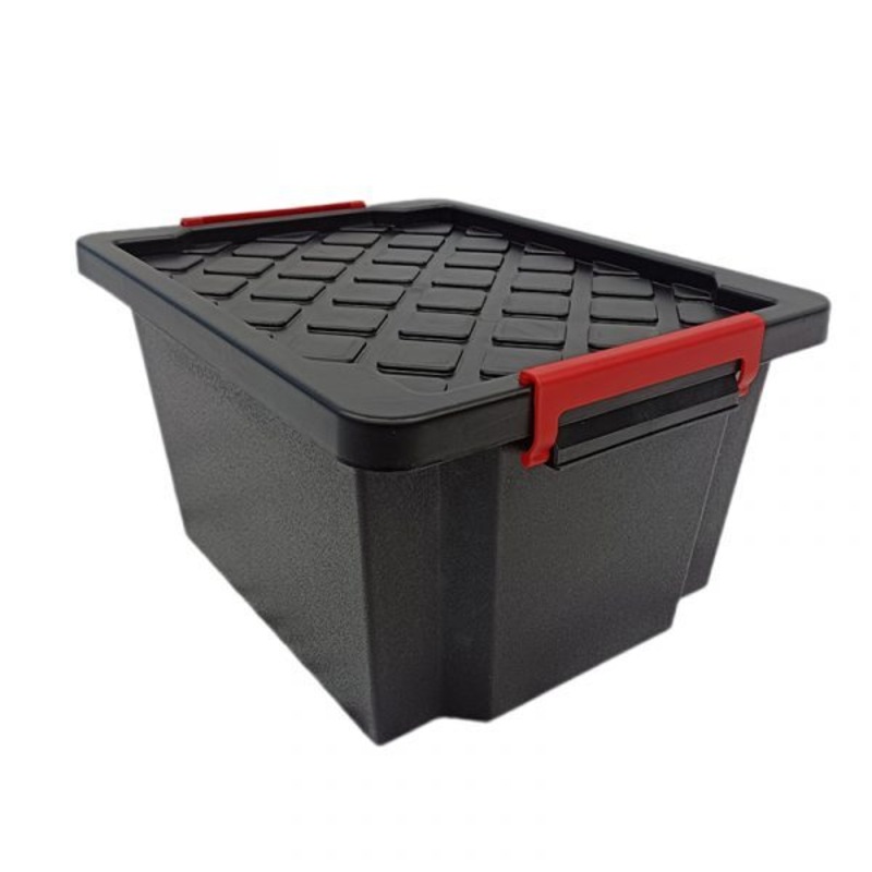 Buy 2 x HEAVY DUTY BLACK PLASTIC STORAGE TUB 25L Crate Containers Boxes Tubs Bins Stackable