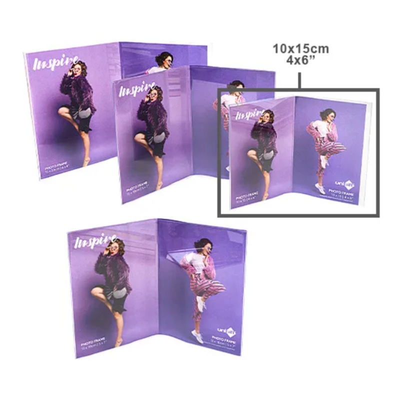 Buy 24 x ACRYLIC BENT DOUBLE PICTURE FRAME Fits two 4x6" Photos Dual