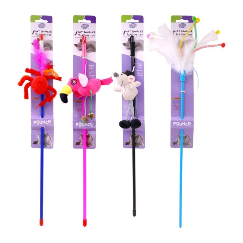 Buy 24 x DANGLER CAT TOY 55cm Interactive Kitty Kitten Teaser Feather ...