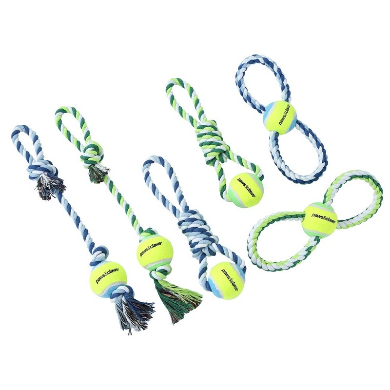 Buy 24 x ROPE TUGGERS w/ TENNIS BALLS DOG TOY Chew Fetch Interactive