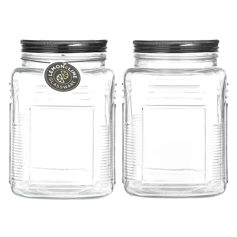 Buy 3 x GLASS FOOD STORAGE JAR 1500mL Kitchen Canister Food Container Screw top Vintage Style