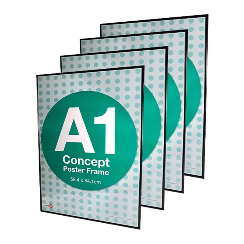 Buy 4 x BLACK A1 POSTER FRAME 60x84cm Wall Mount Picture Frames for