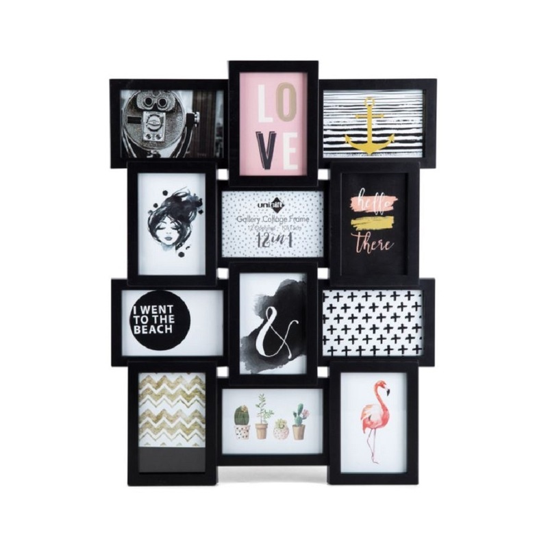 Buy 4 x BLACK COLLAGE PICTURE FRAMES FOR WALL 12 Openings Family Multi