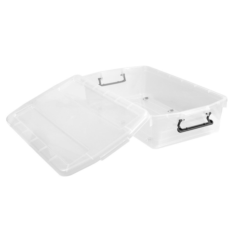 Buy 4 x TRANSPARENT UNDERBED STORAGE BOX 40L w/ WHEELS Storage Container Bins Tubs MyDeal