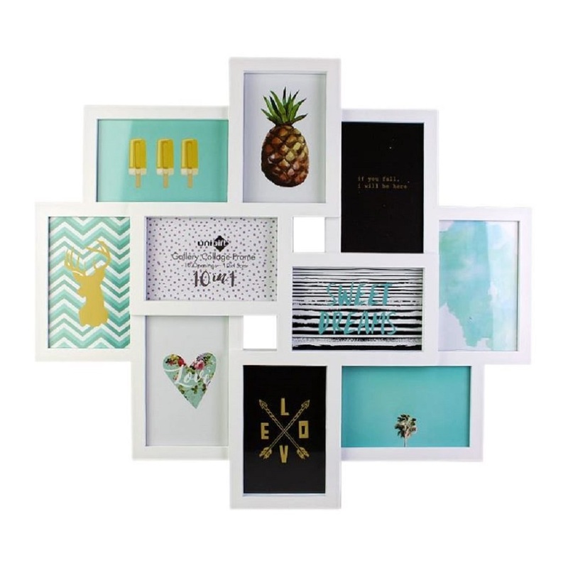 Buy 4 x WHITE COLLAGE PICTURE FRAMES FOR WALL 10 Openings Family