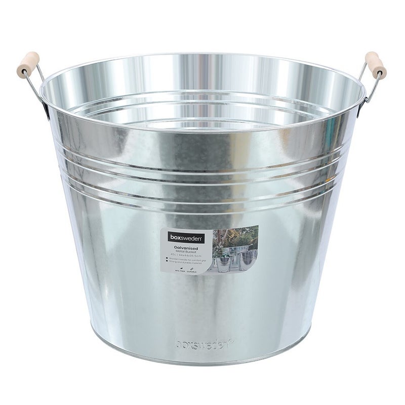 Buy 4 x X-LARGE GALVANISED METAL ICE BUCKETS w/ WOODEN HANDLES Camping  Cleaning Fishing Bucket Indoor Outdoor Space Saving Wash Basin Fishing Pail  - MyDeal