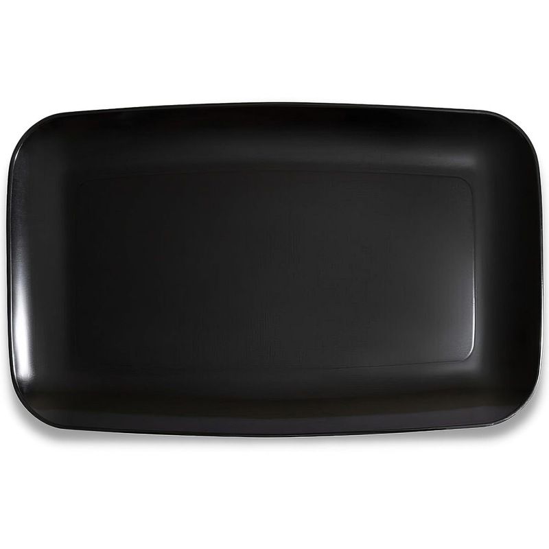 Buy 48 x HEAVY DUTY BLACK RECTANGULAR SERVING PLATTERS 20x28CM Party ...