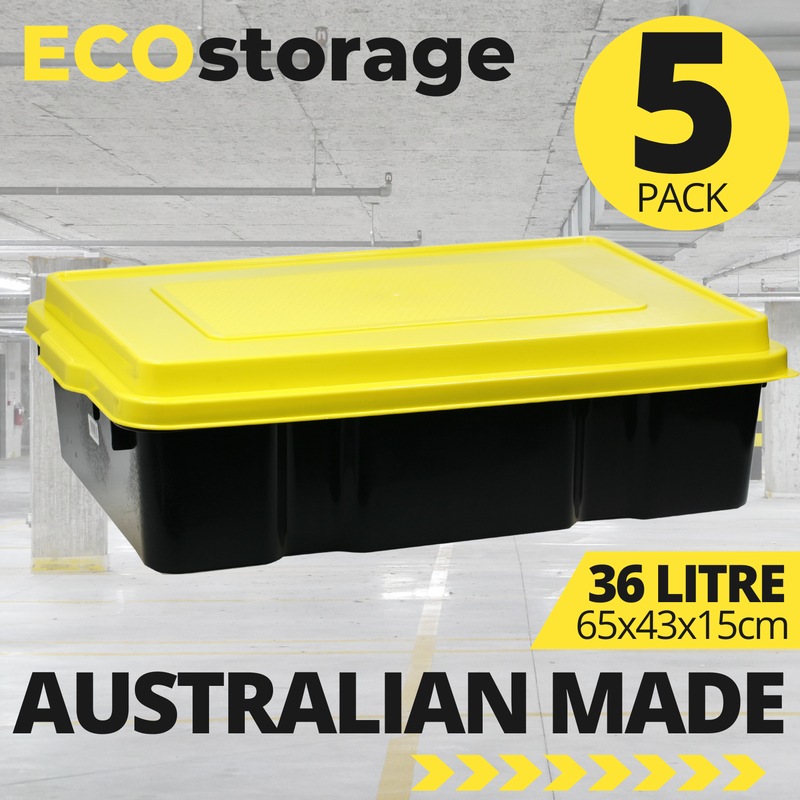 Buy 5 x HEAVY DUTY UNDERBED STORAGE TUB 36L Crate Container