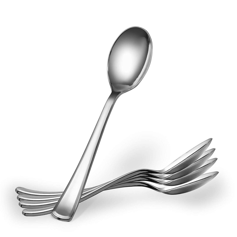 Buy 500 x SHINY SILVER PLASTIC SPOONS Bulk Purchase Reusable Cutlery