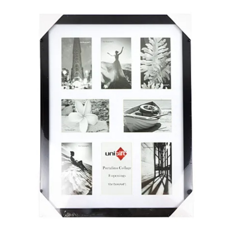 Buy 6 x BLACK COLLAGE PICTURE FRAME 8 Openings Family Multi Photo Frames Display with Glass