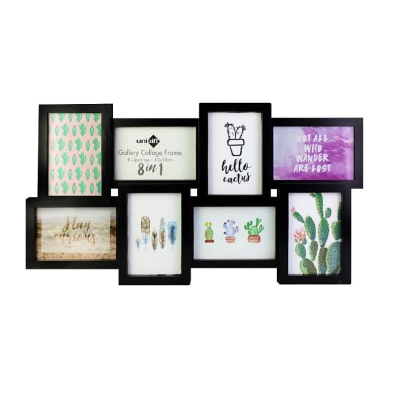 Buy 6 x BLACK COLLAGE PICTURE FRAMES FOR WALL 8 Openings Family Multi