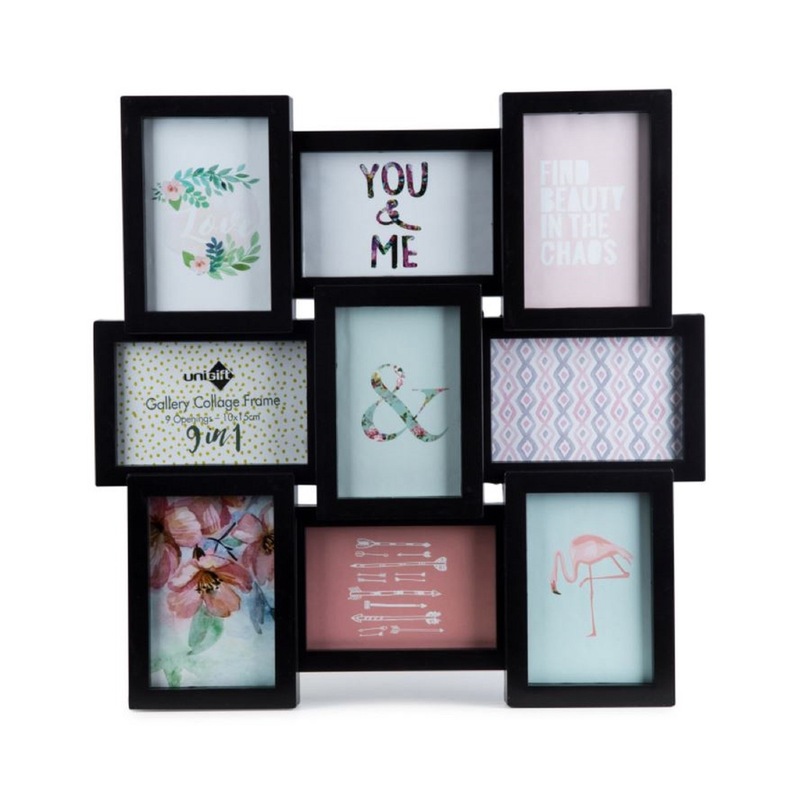 Buy 6 x BLACK COLLAGE PICTURE FRAMES FOR WALL 9 Openings Family Multi