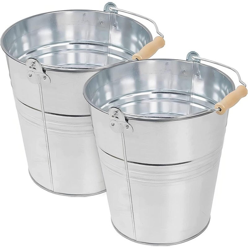 Buy 6 x GALVANISED METAL BUCKET w/ WOODEN HANDLE 12LT Fishing Camping  Cleaning Home Bucket Indoor Outdoor Space Saving Wash Basin Fishing Pail -  MyDeal