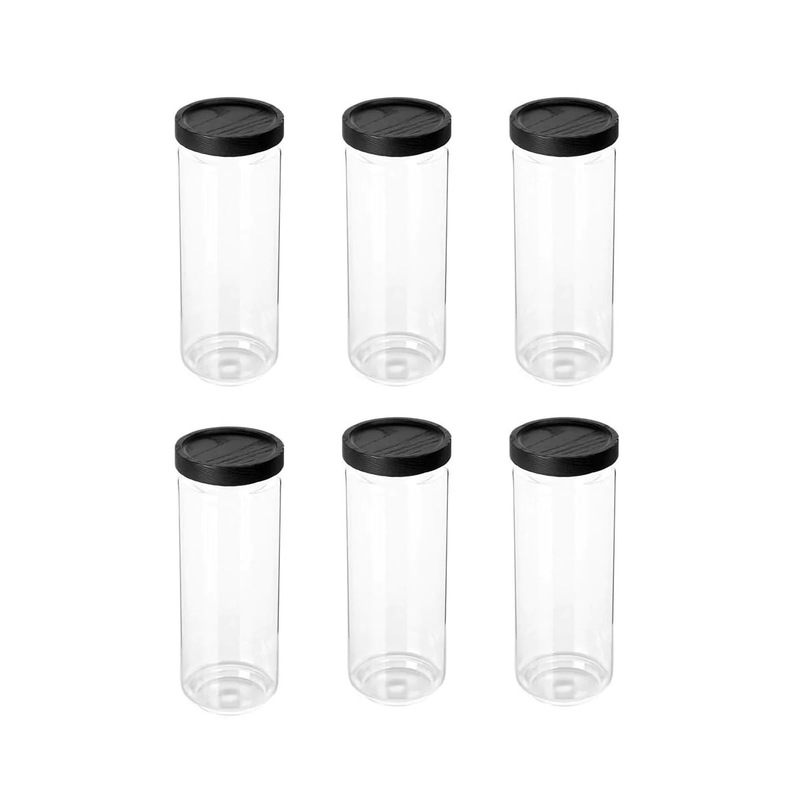 Buy 6 x GLASS JARS w/ BLACK WOODEN LIDS 1400mL Kitchen Food Containers