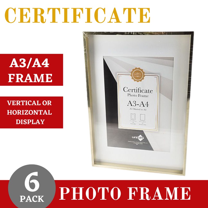 Buy 6 x GOLD A3/A4 DOCUMENT FRAMES Award Certificate Frame Business