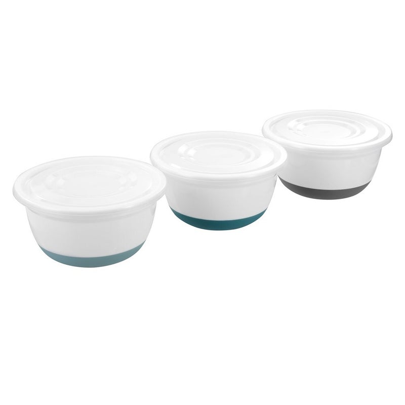 Buy 6 x PLASTIC LIDDED MIXING BOWLS with ANTI-SLIP BASE 4.5LT Food Safe ...