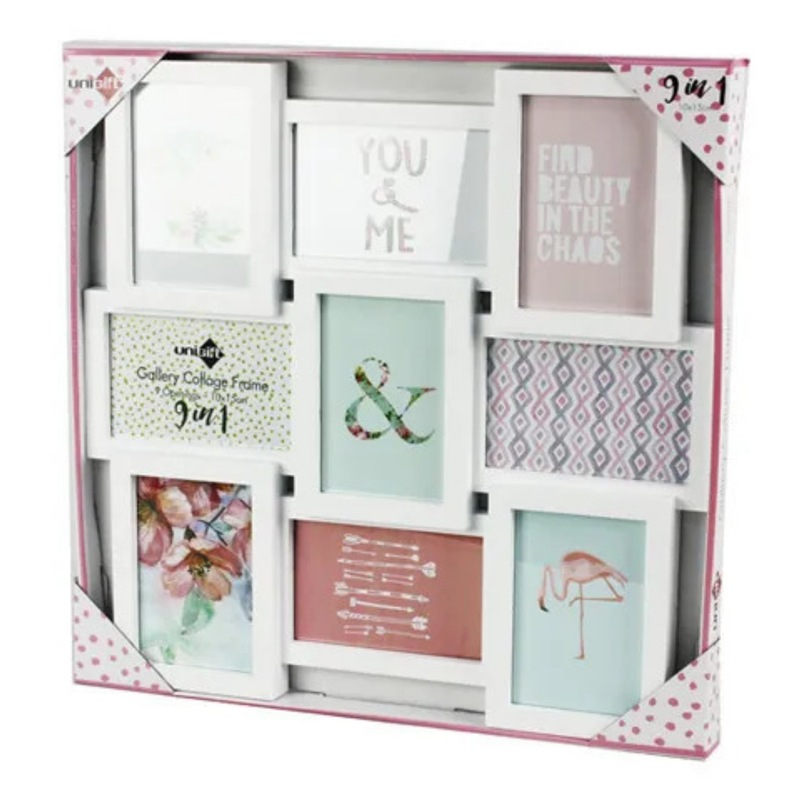 Buy 6 x WHITE COLLAGE PICTURE FRAMES FOR WALL 9 Openings Family Multi