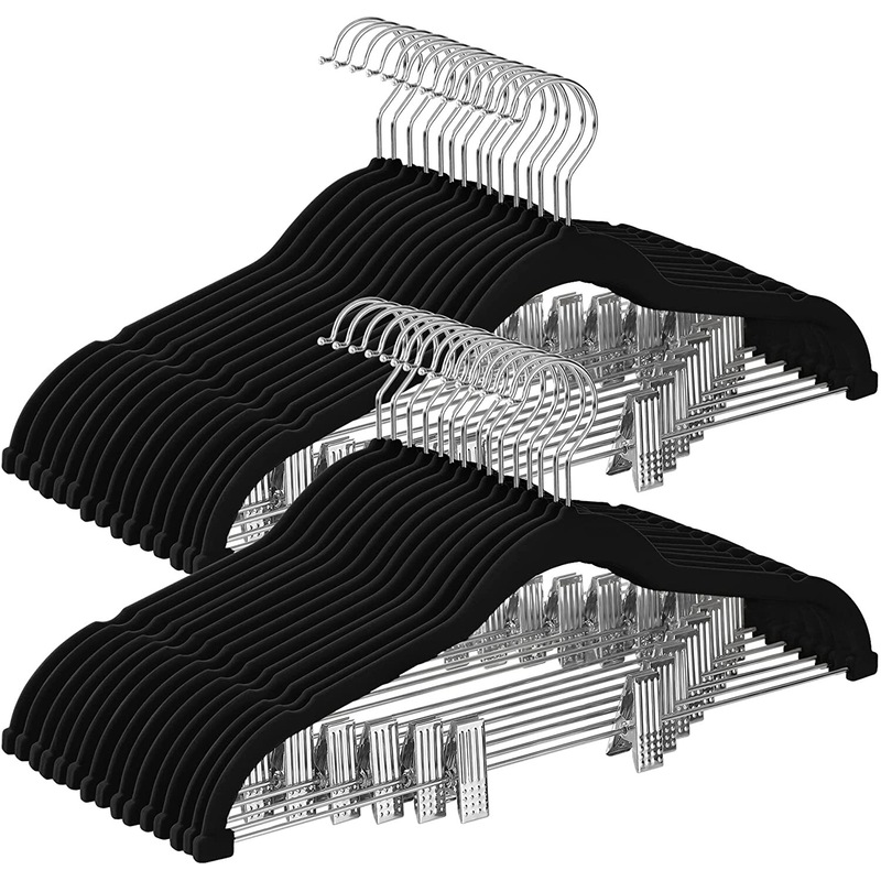 Buy 60 x VELVET COAT HANGER WITH ADJUSTABLE CLIPS Suit Jacket Skirt