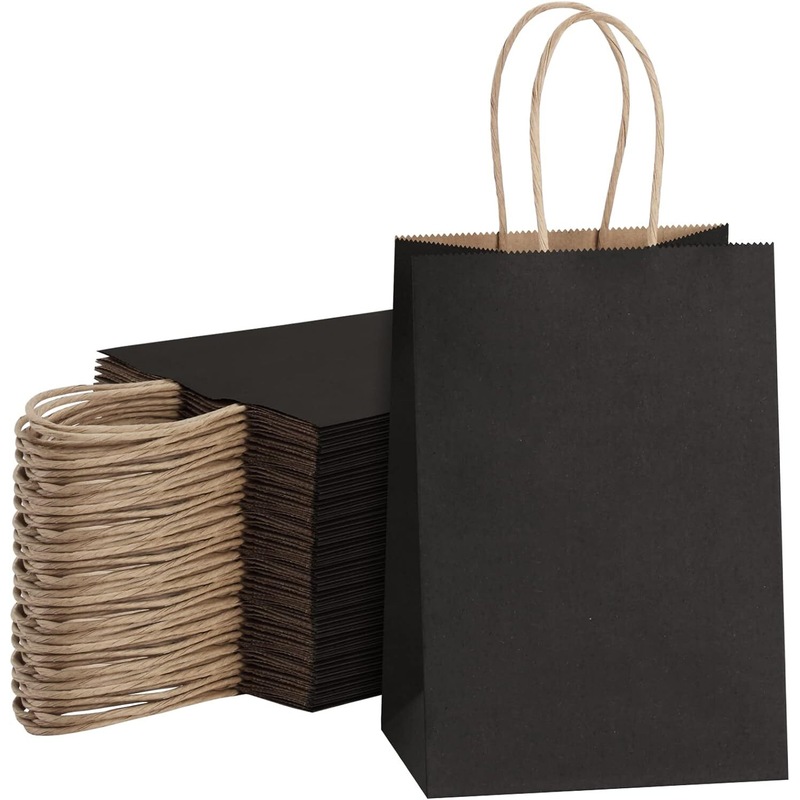 Buy 72 x BLACK PAPER GIFT BAGS 25x20x12cm Kraft Paper Bags with Handles