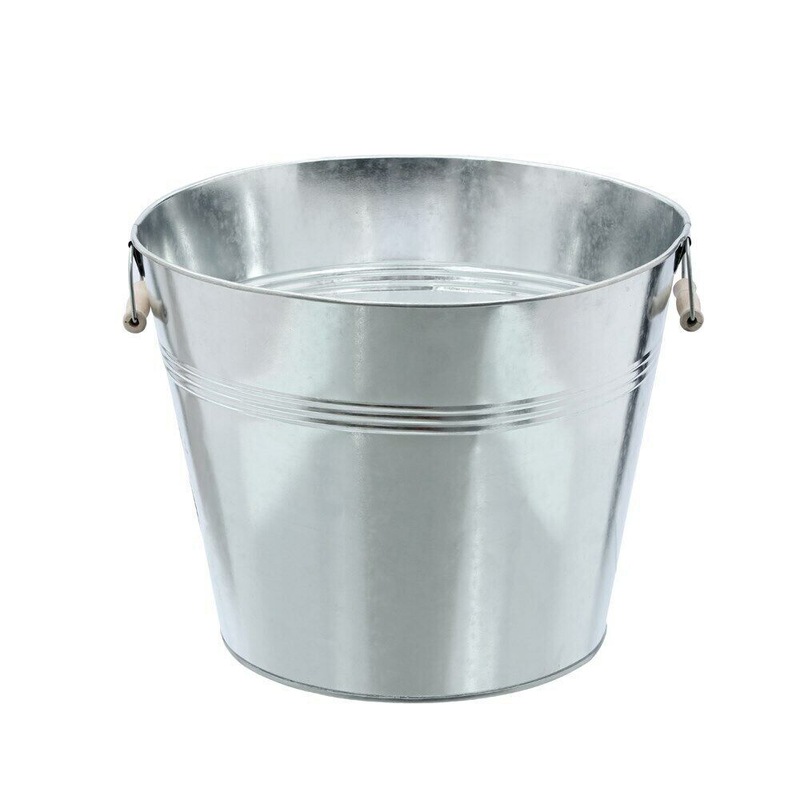 Buy 8 x XLARGE GALVANISED METAL ICE BUCKETS w/ WOODEN HANDLES Camping