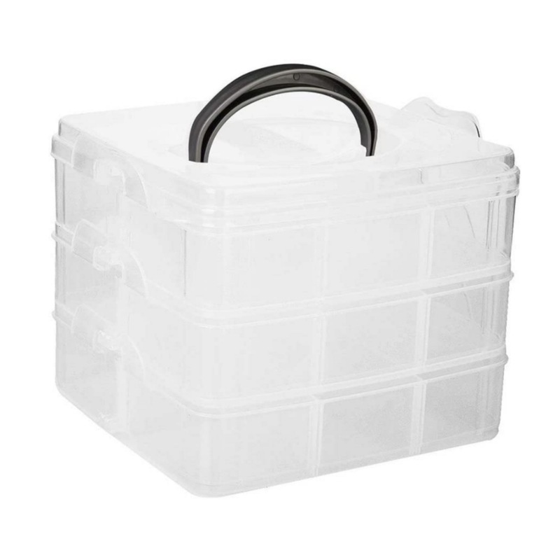 Buy Clear Plastic 3 Tier Organiser Box (6 Pack) Craft Storage Box 18