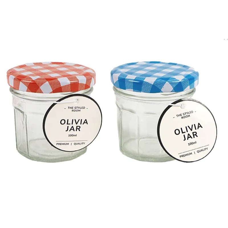 Buy Glass Jars Screw Top Gingham Lids 100mL [48 Pack] Food Storage