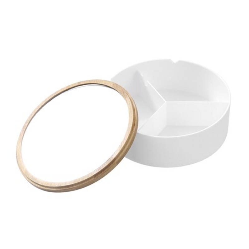 Buy ORGANISER BOX w/ MIRROR BAMBOO TOP [12 Pack] 3 SECT ROUND Bathroom ...