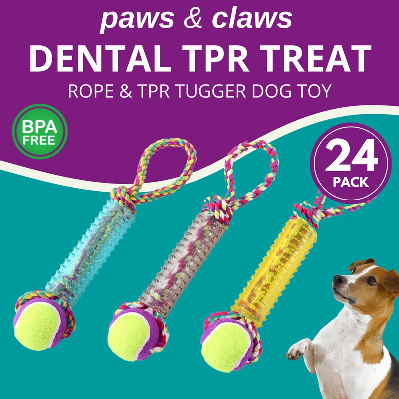 Buy Rope & Spikey TPR Dog Toy (24 Pack) Tug Toy Interactive Fetch ...