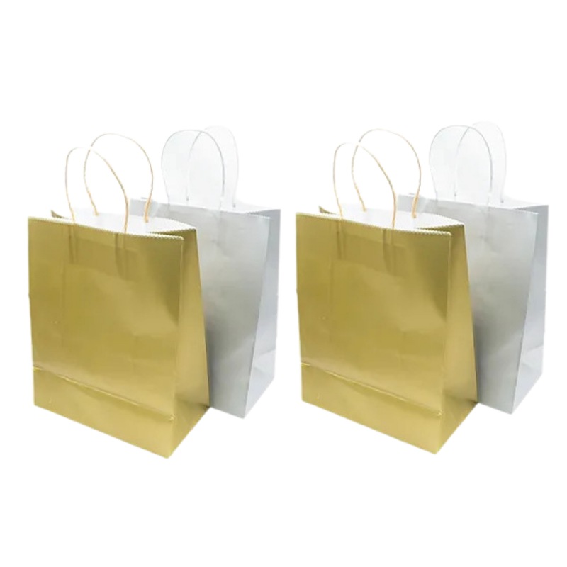 Buy Silver Gold Metallic Gift Bags with Handle (24 Pack) Party Favour