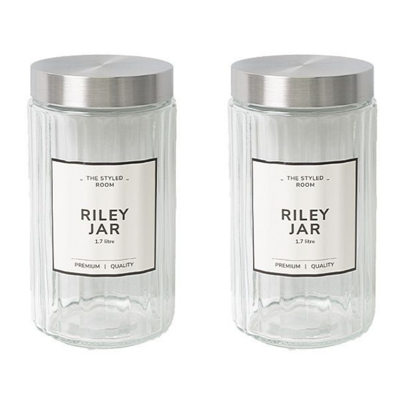 Buy Vintage Ribbed Glass Jars W Ssteel Lid 1700ml 12 Pack Kitchen Canisters Food Pantry Food 9083