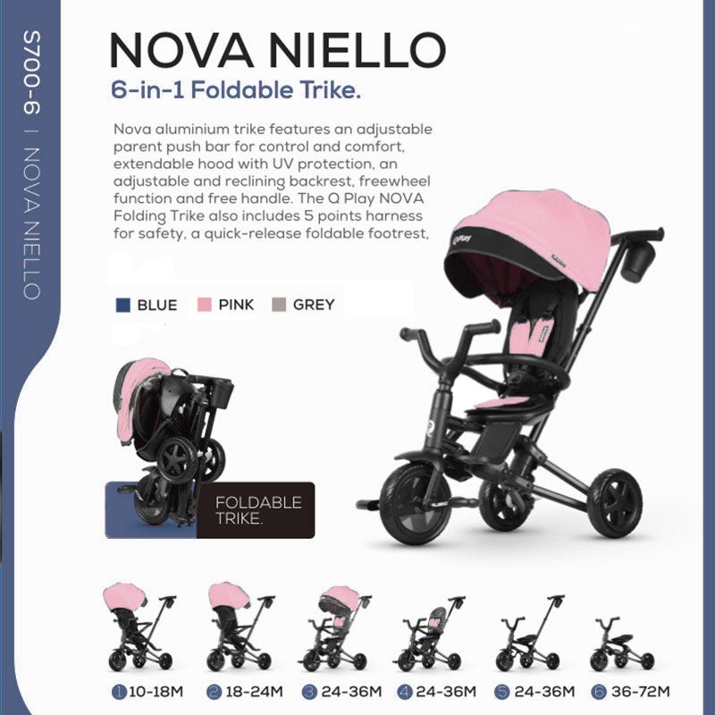 Stroller Q Play Tricycle Q Play Nova Niello S700EVA Foldable