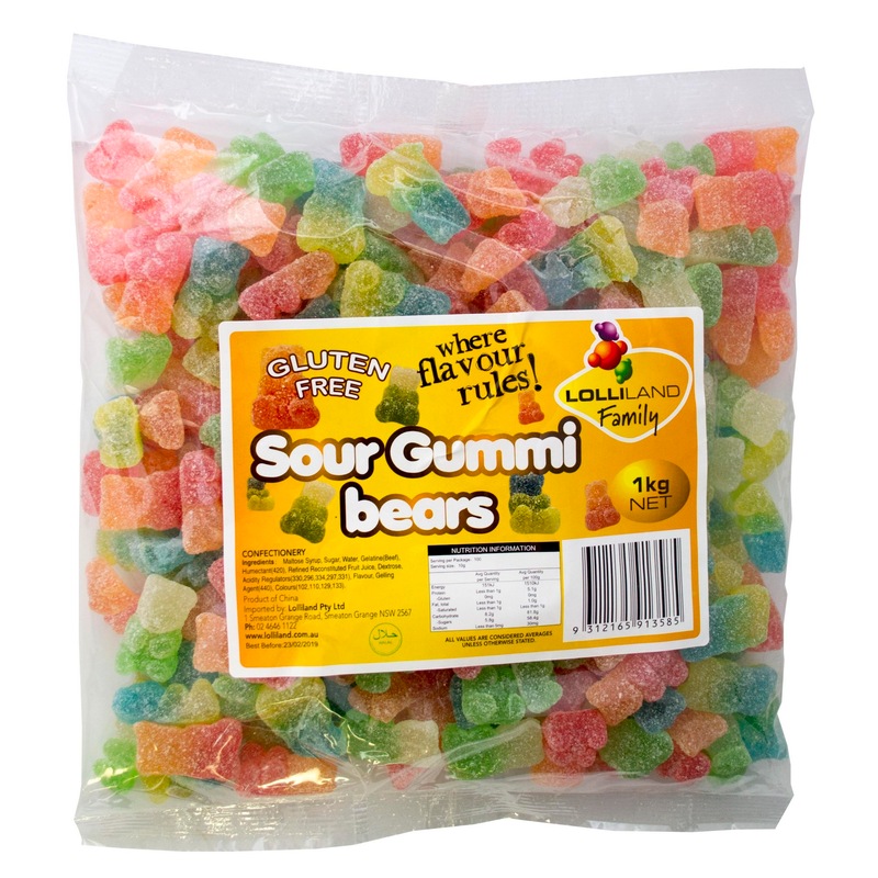 Buy Lolliland Sour Gummi Bears Gluten Free 1kg MyDeal