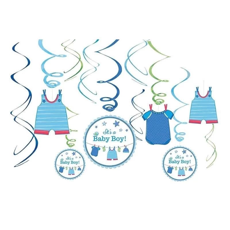 Buy Baby Shower Decorations Its a Boy Blue Swirls Hanging Banner Party