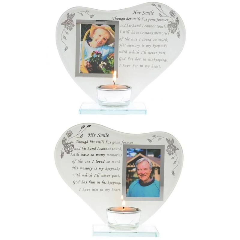 Buy Memorial Candle Holders Tealight Glass Photo Frame Mum Dad His Her 