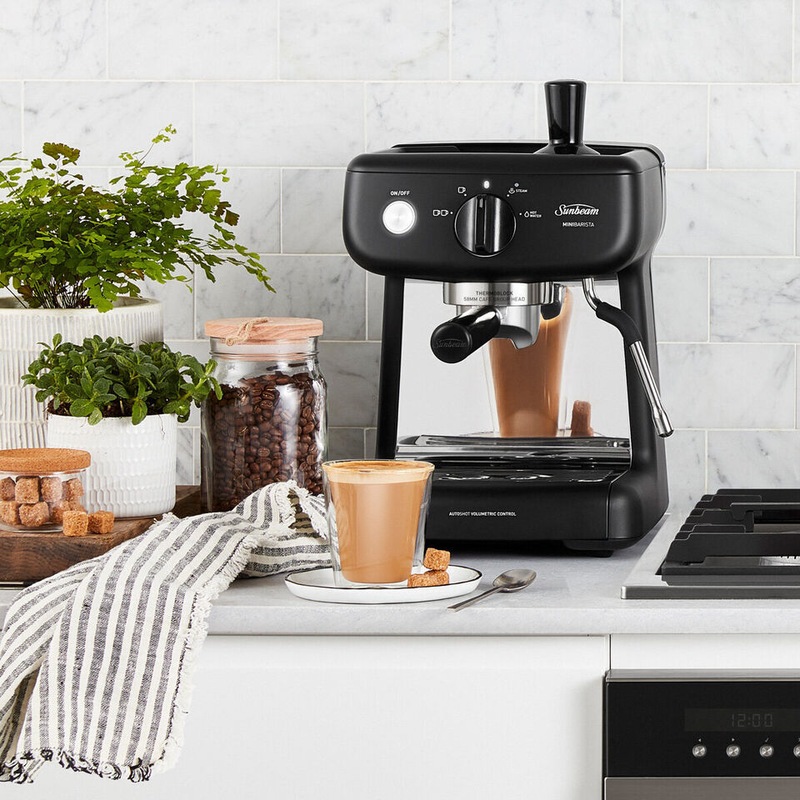 Buy Sunbeam Mini Barista Espresso Coffee Machine Black EM4300K MyDeal