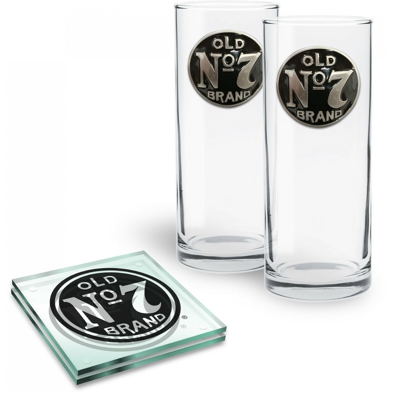 Buy Jack Daniels Set of 2 Badged Highball Glass & Class Coasters MyDeal