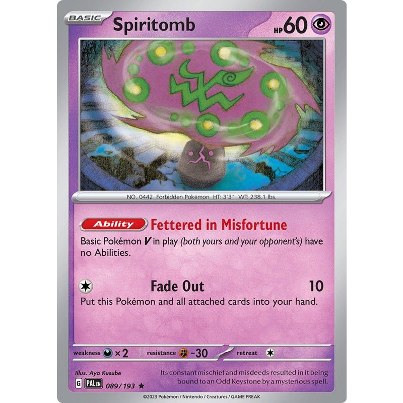 Pokemon Trading Card Game 089/193 Spiritomb (Reverse Holo) : SV-02 Scarlet  & Violet Paldea Evolved - Trading Card Games from Hills Cards UK