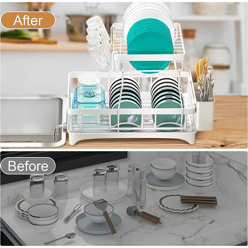 Buy Viviendo 2 Tier Dish Drainer Drying Rack in Carbon Steel with