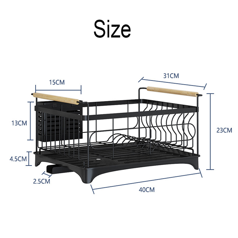 Viviendo Dish Drying Rack, Kitchen Counter Dish Drainer with Cutlery  Holder, Drip Tray and Handles